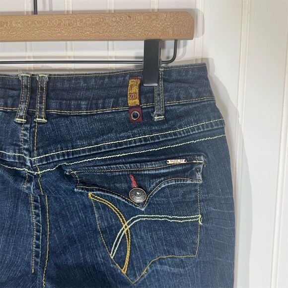 Zana Di Jeans Women’s Size 11 Bootcut Mid Rise Stretch Dark Wash Y2K Stitching - Picture 4 of 7